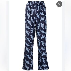 FRED SEGAL Coyote Print Pajama Silk Bottoms In Blue Med Large NWT